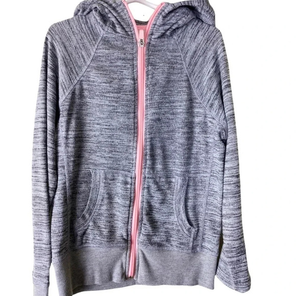 90 DEGREES EUC GIRLS ZIP TOP JACKET SWEATSHIRT HOODIE SHIRT GRAY HOOD SIZE 7 8 - Picture 1 of 4